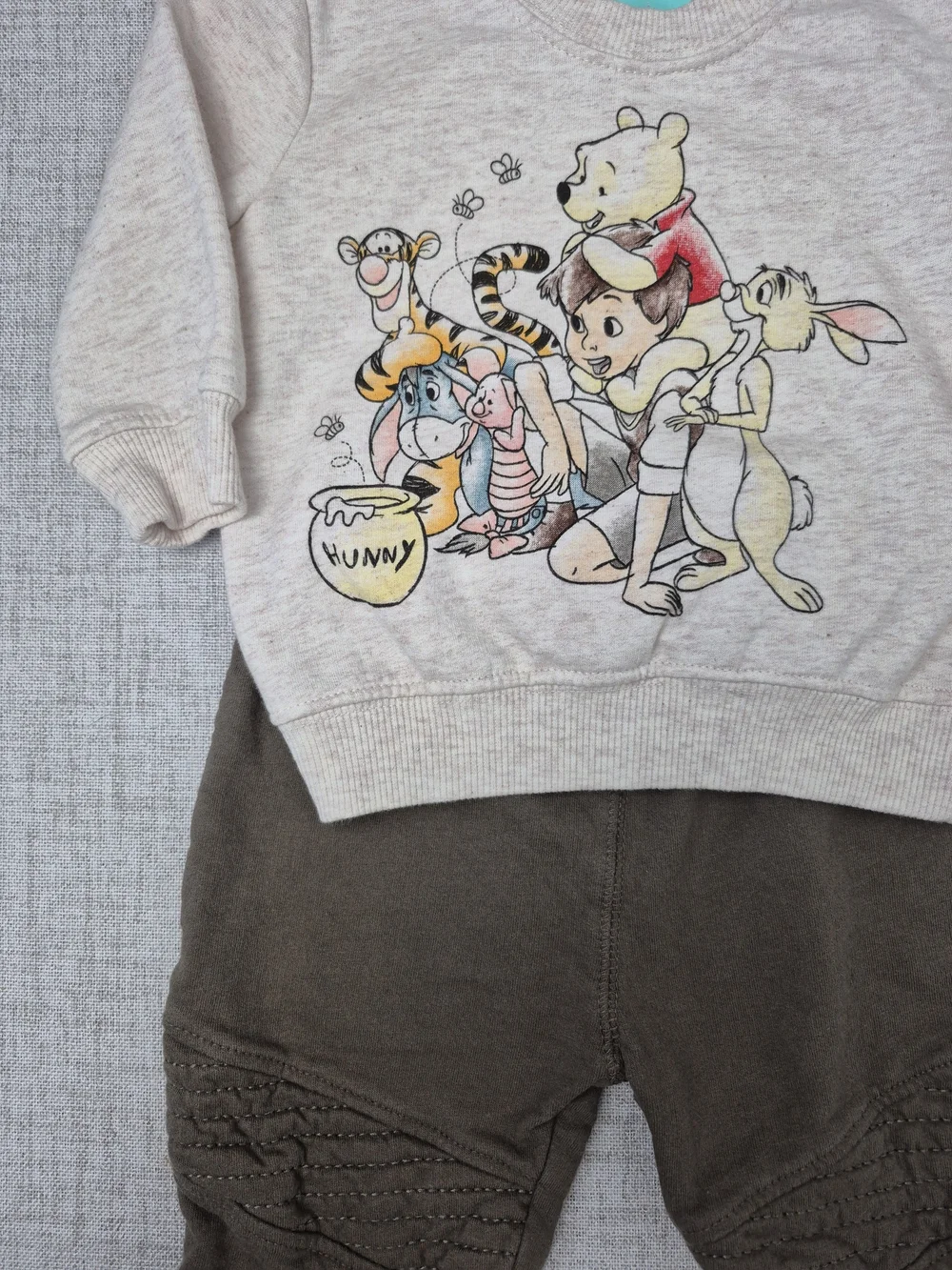 Disney Baby Winnie the Pooh & Friends Neutral Cream Brown Jogger Set 3-6M Outfit